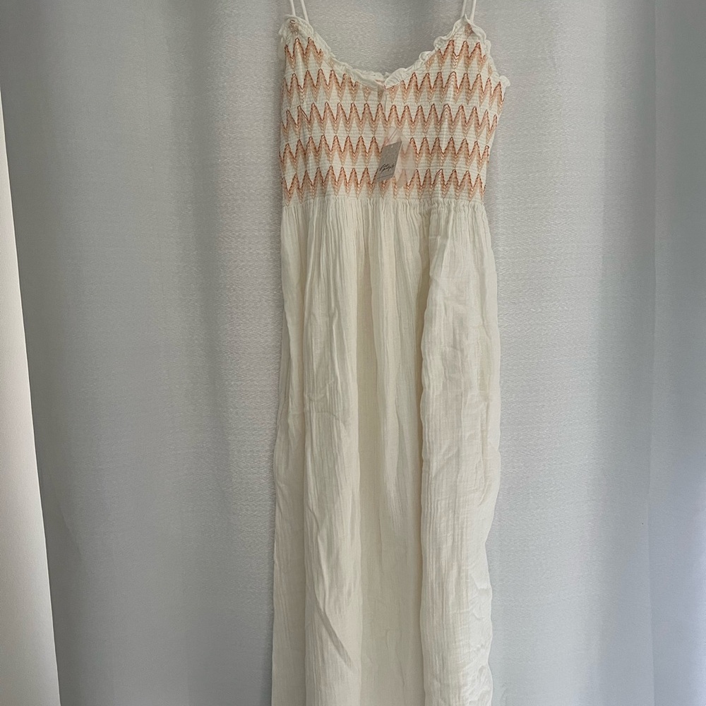Free People Cream Maxi Dress with Peach Zigzag Bodice
